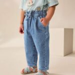 Light Wash Tie Waist Jeans