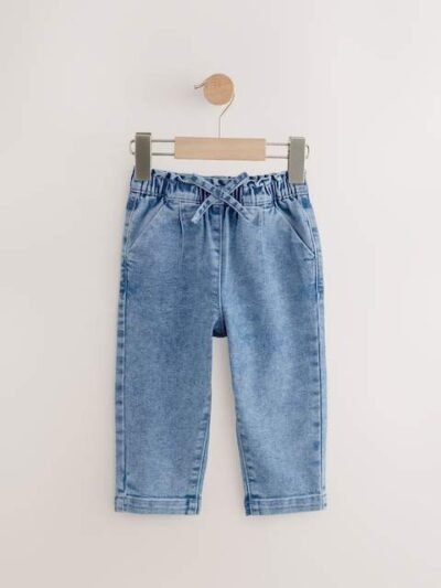 Light Wash Tie Waist Jeans