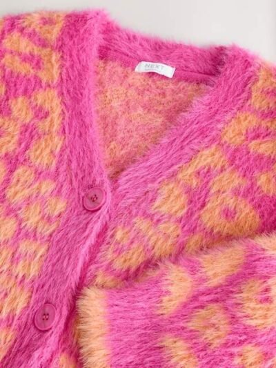 Pink and Orange Leopard Boxy Cardigan