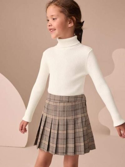 Ecru Roll Neck Knit Jumper