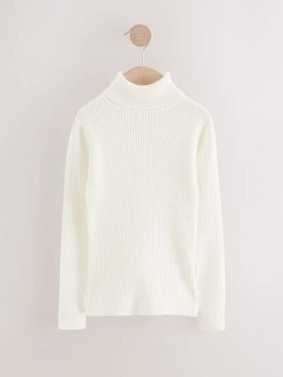 Ecru Roll Neck Knit Jumper