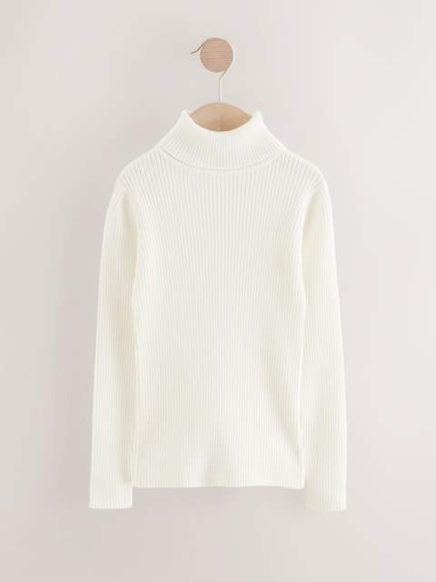 Ecru Roll Neck Knit Jumper