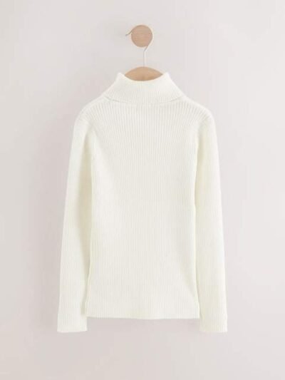 Ecru Roll Neck Knit Jumper