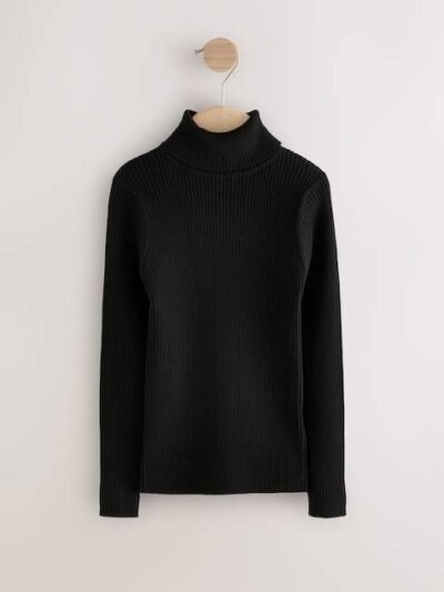 Black Roll Neck Knit Jumper