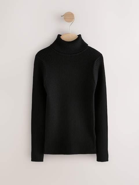 Black Roll Neck Knit Jumper
