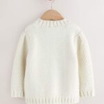Ecru Chunky Knit Bobble Cardigan