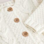 Ecru Chunky Knit Bobble Cardigan