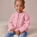 Pink Chunky Knit Bobble Cardigan