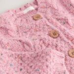 Pink Chunky Knit Bobble Cardigan