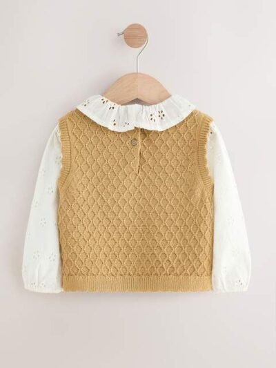 Ecru Mock Layer Knit Jumper