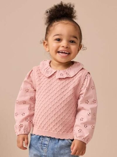 Pink Mock Layer Knit Jumper