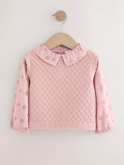 Pink Mock Layer Knit Jumper