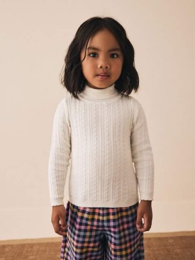 Ecru White Roll Neck Jumper