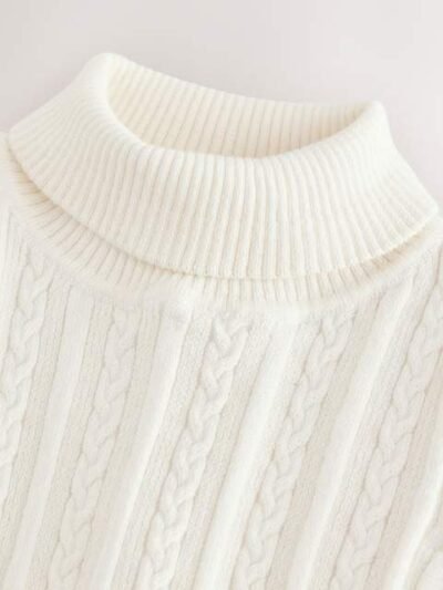 Ecru White Roll Neck Jumper