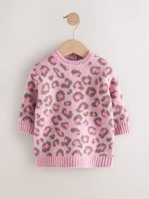 Pink Leopard Print Jumper Dress