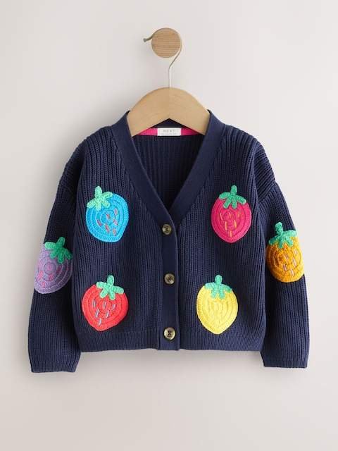 Navy Strawberry V-Neck Cardigan