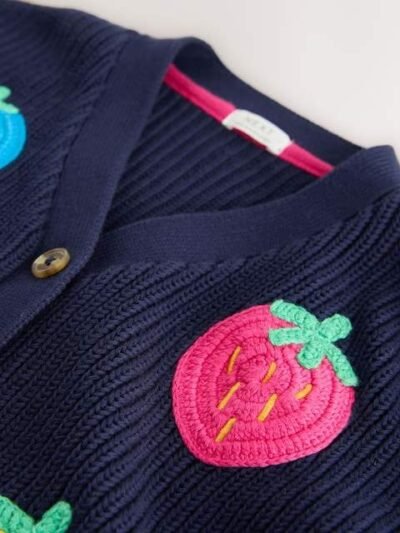 Navy Strawberry V-Neck Cardigan