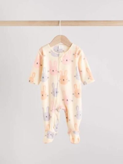 Pink 2 Pack Micro Fleece Two Way Zip Baby Sleepsuits