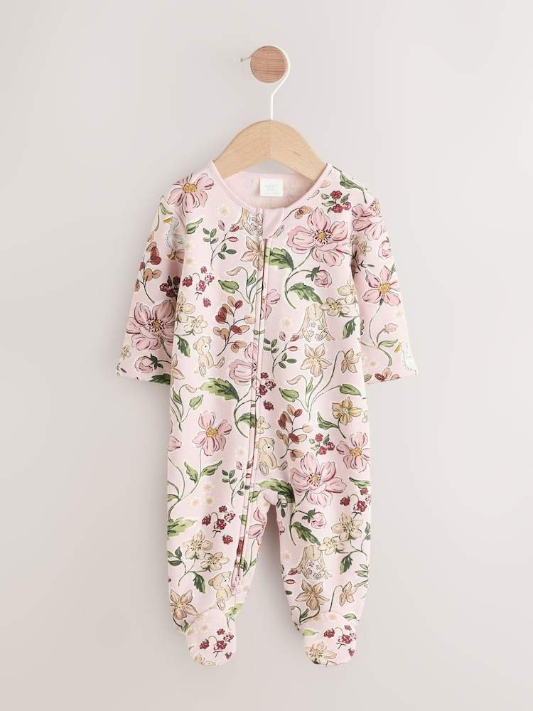 Pink Fleece Lined Two Way Zip Baby Sleepsuit