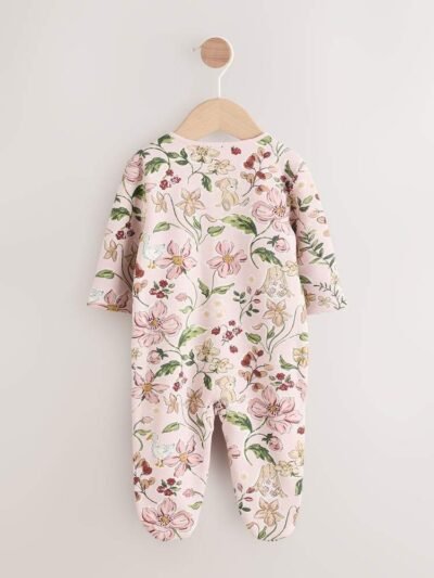 Pink Fleece Lined Two Way Zip Baby Sleepsuit