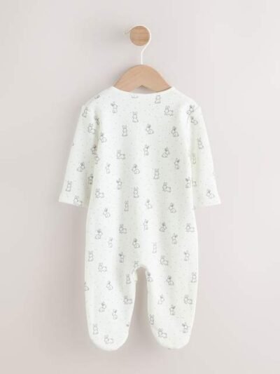 Ecru Fleece Lined Two Way Zip Baby Sleepsuit