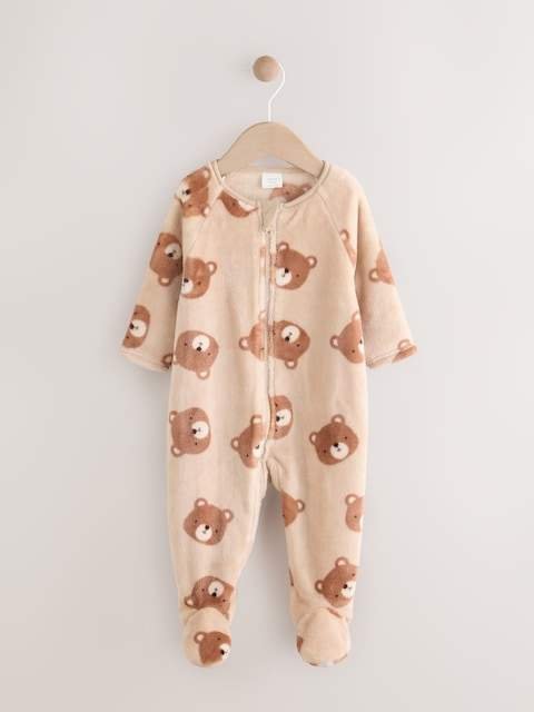 Brown Bear Fleece Baby Sleepsuit