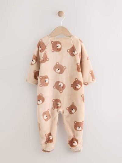 Brown Bear Fleece Baby Sleepsuit
