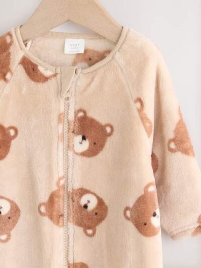 Brown Bear Fleece Baby Sleepsuit