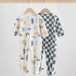 Blue Baby Micro Fleece Two Way Zip Sleepsuits 2 Pack