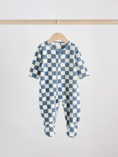 Blue Baby Micro Fleece Two Way Zip Sleepsuits 2 Pack