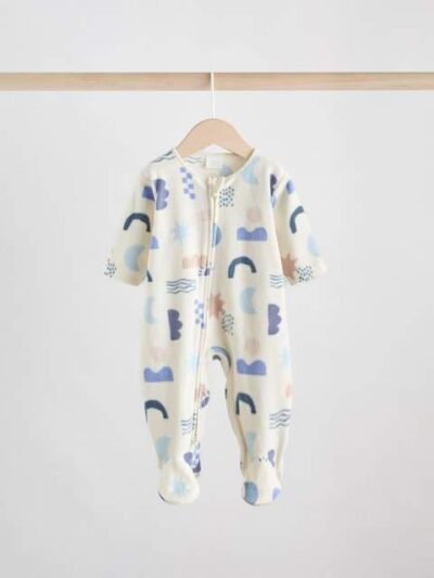 Blue Baby Micro Fleece Two Way Zip Sleepsuits 2 Pack