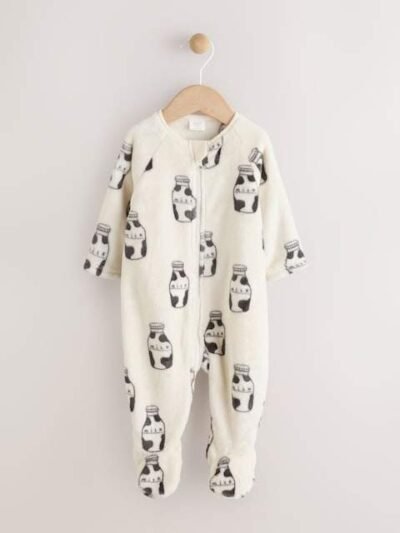 White Fleece Baby Sleepsuit