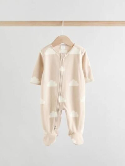 Neutral Baby Micro Fleece Two Way Zip Sleepsuits 2 Pack