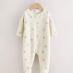 Grey Star Fleece Baby Sleepsuit