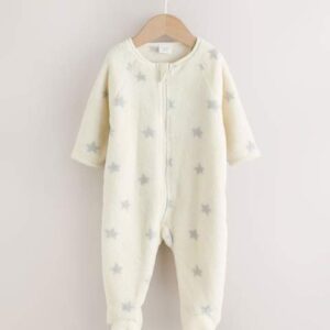 Grey Star Fleece Baby Sleepsuit