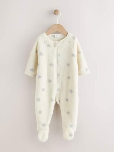 Grey Star Fleece Baby Sleepsuit