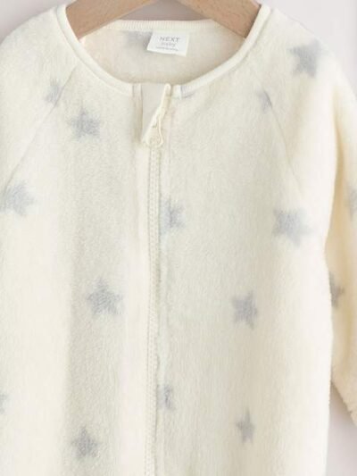 Grey Star Fleece Baby Sleepsuit
