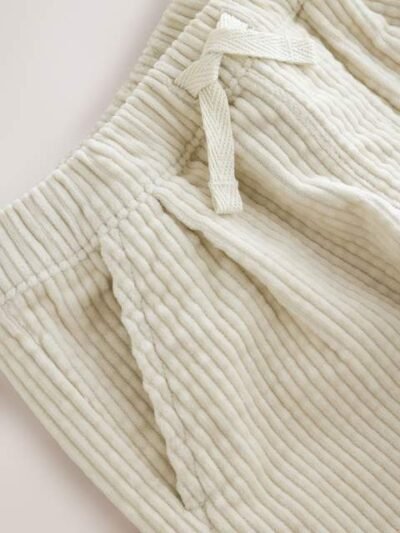Ecru Textured Corduroy Pull On Trousers