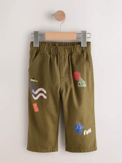 Green Shapes Pull On Wide Trousers