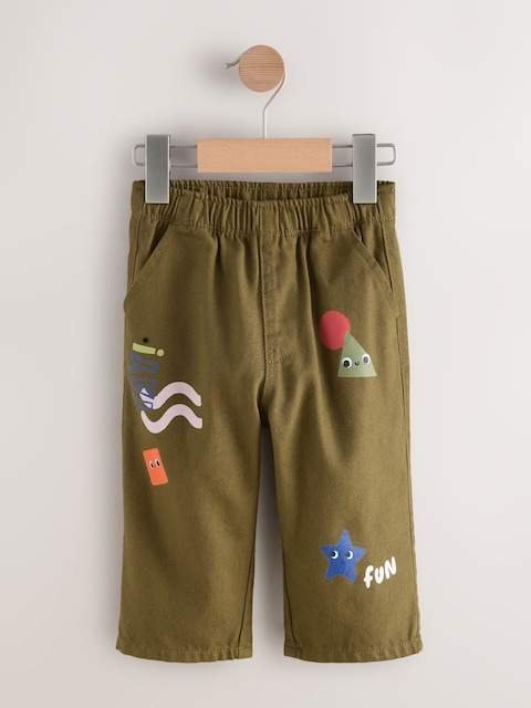 Green Shapes Pull On Wide Trousers