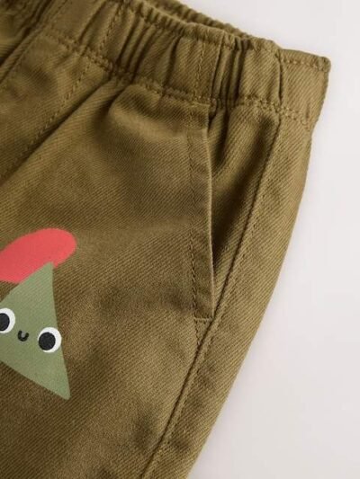 Green Shapes Pull On Wide Trousers