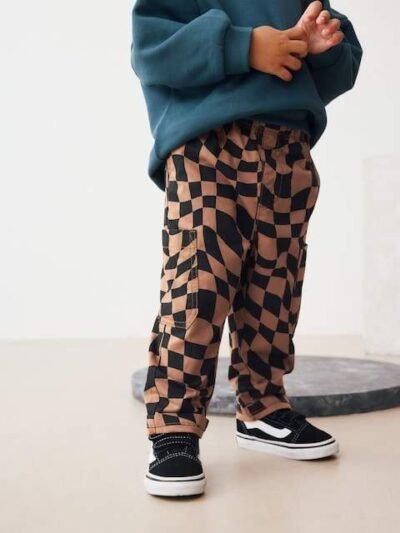 Black/Tan Checkerboard Side Pocket Pull On Trousers