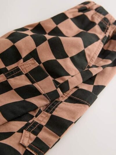 Black/Tan Checkerboard Side Pocket Pull On Trousers