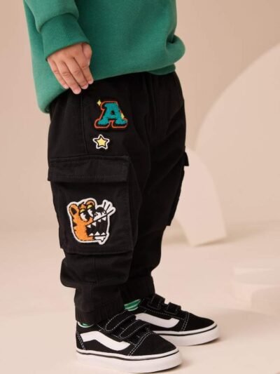 Black Varsity Cargo Trousers