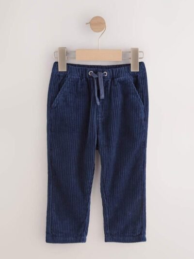 Navy Corduroy Pull On Trousers
