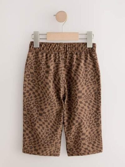 Tan Leopard Print Pull On Wide Trousers