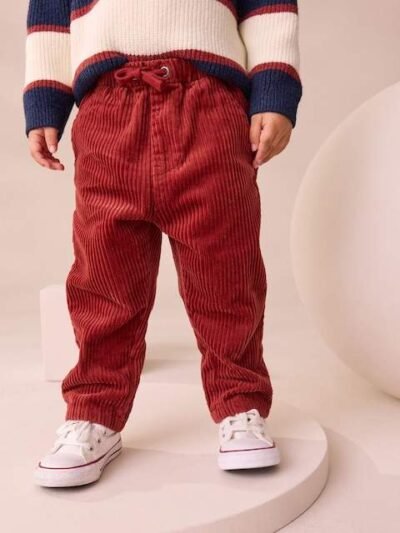 Dark Red Corduroy Pull On Trousers