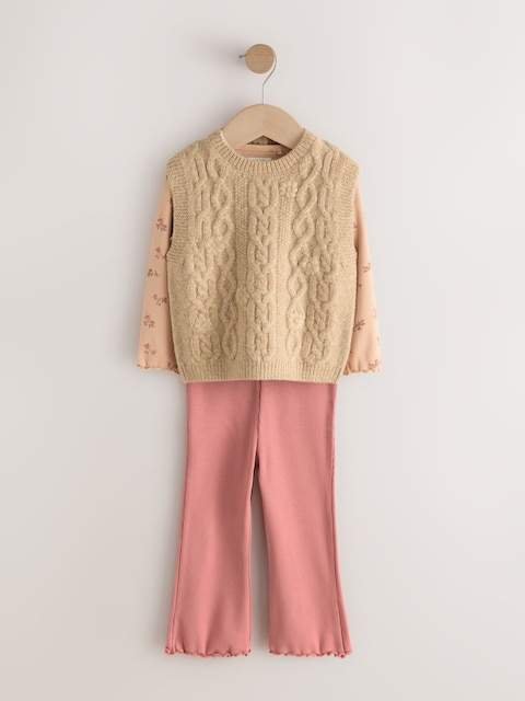 Beige Knitted Jumper and Leggings Set