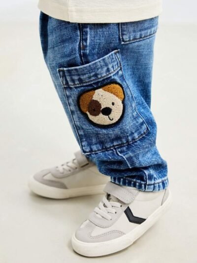 Mid Blue Dog Cargo Jeans