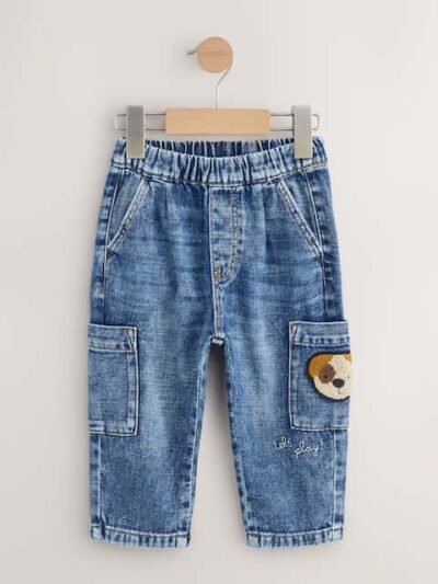 Mid Blue Dog Cargo Jeans